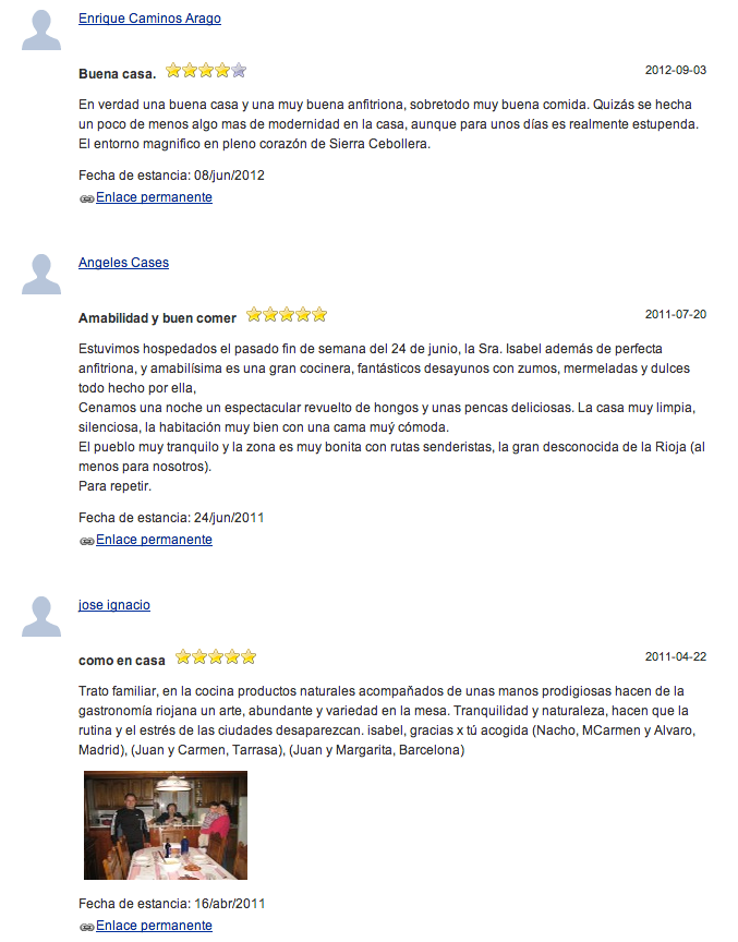 opiniones de viajeros Alojamiento de turismo rural